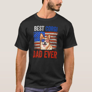 Best Corgi Pappa någonsin American Flagga Fars dag T Shirt