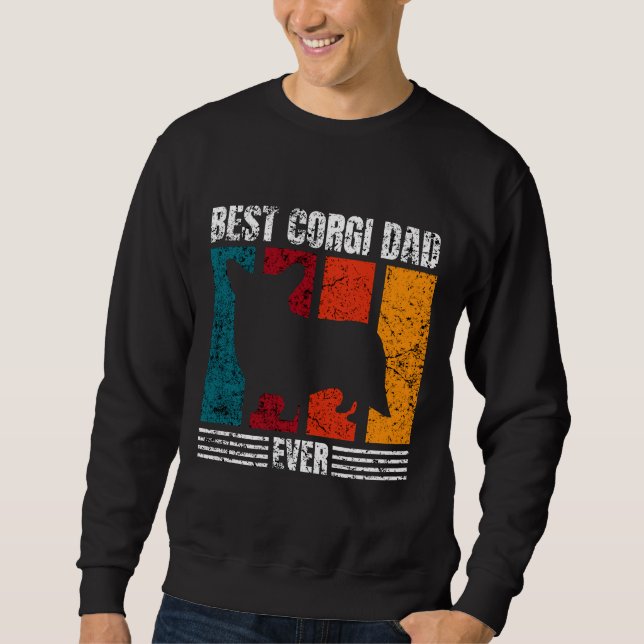 Best Corgi Pappa någonsin Disted Lång Ärmad Tröja (Framsida)