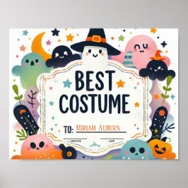 Best Costume Certificate - Cute-spöktema Poster