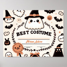 Best Costume Certificate - Cute-spöktema Poster