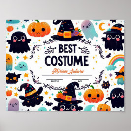 Best Costume Certificate - Cute-spöktema Poster