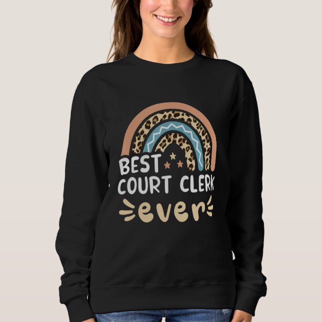 Best Court Clerk någonsin Leopard Rainbow Mamma T Shirt (Framsida)