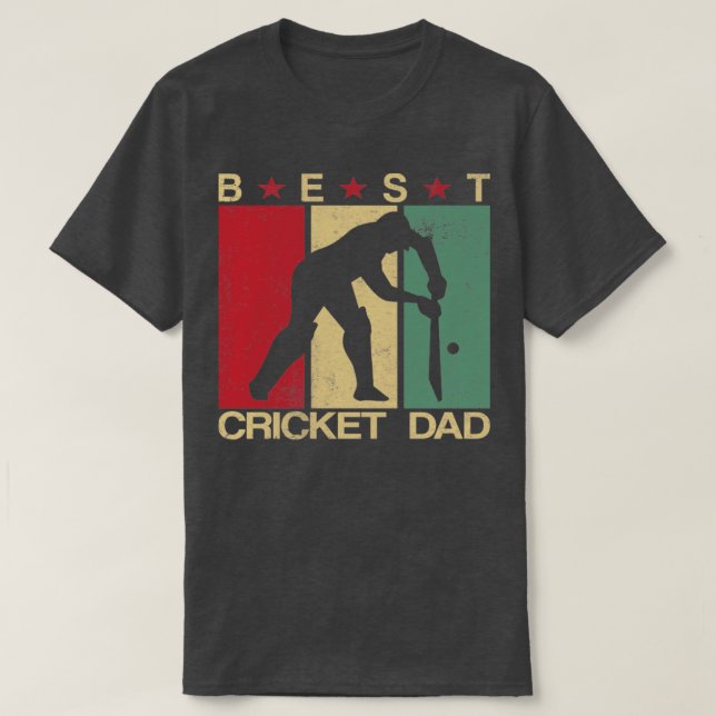 Best Cricket Pappa Vintag Gift Idea T Shirt (Design framsida)