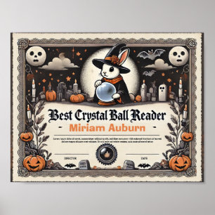 Best Crystal Boll Reader Diploma - Witch Rabbit Poster