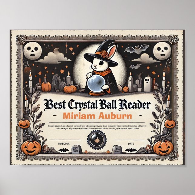 Best Crystal Boll Reader Diploma - Witch Rabbit Poster (Framsidan)