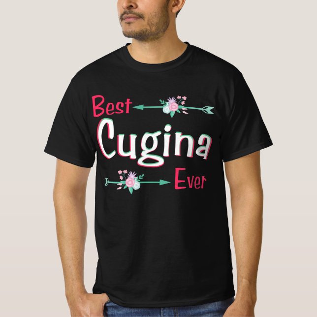 Best Cugina någonsin Italienska kusin Girl Blommig T Shirt (Framsida)