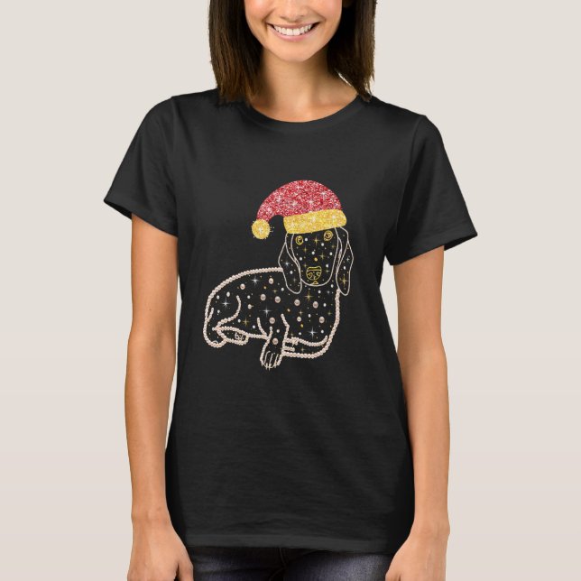 Best Cute Dachshund Jul Dachshunds Träd T Shirt (Framsida)