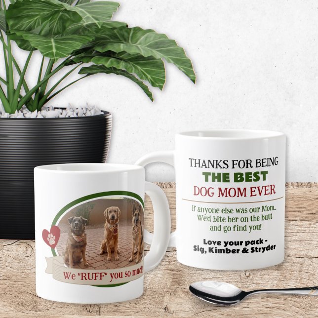 Best Cute Funny Photo Hund Mamma Mugg Jumbo Mugg (Cute Dog Mom Mug Gift from the dogs with funny humor. Personalized coffee cup from the pets)
