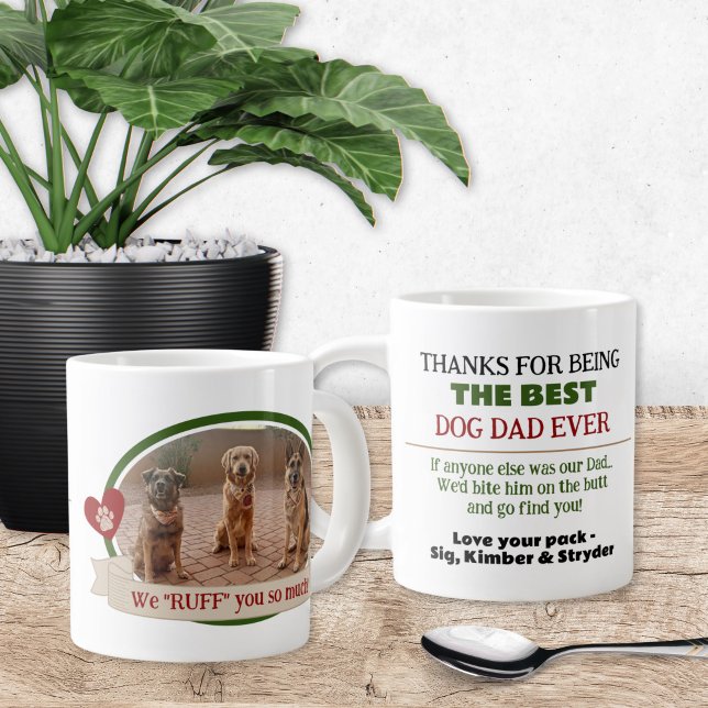 Best Cute Funny Photo Hund Pappa Mugg Jumbo Mugg (Best ever dog dad gift idea for puppy father's day gift from the dogs coffee mug)