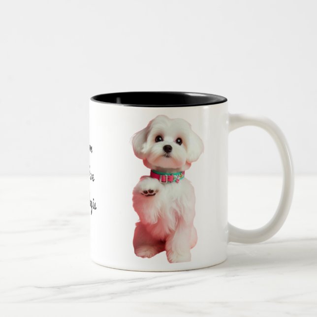 Best Cute Maltese Anpassningsbar Personlig Pet Gif Två-Tonad Mugg (Höger)