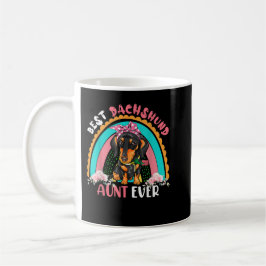 Best Dachshund Aunt Ever Cute Rainbow Flowers Dog Kaffemugg