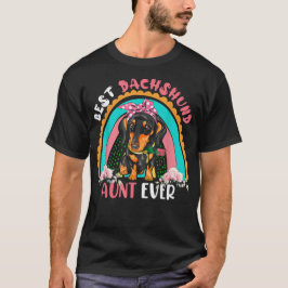Best Dachshund Aunt Ever Cute Rainbow Flowers Dog T Shirt