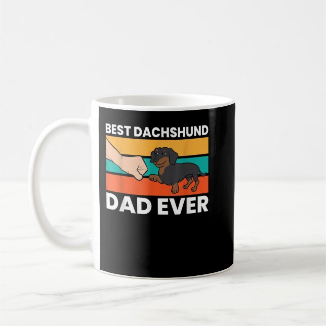 Best Dachshund Dad Ever T-Shirt Kaffemugg (Vänster)