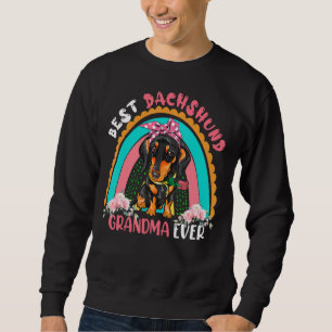 Best Dachshund Grandma ever Cute Rainbow Flods D Lång Ärmad Tröja