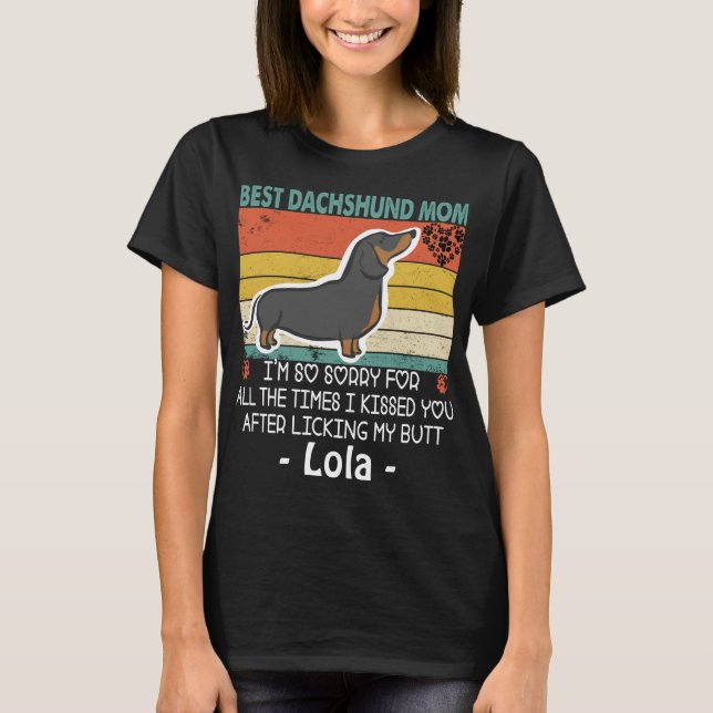 Best Dachshund Mamma Rolig hund Anpassningsbar Hun T Shirt (Framsida)