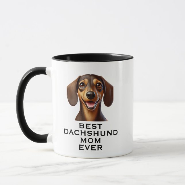 Best Dachshund Mom Ever Custom Photo Mugg (Vänster)