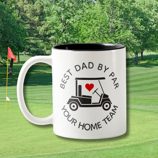 BEST DAD BY PAR GOLF CART HEART         Två-Tonad MUGG (Skapare uppladdad)
