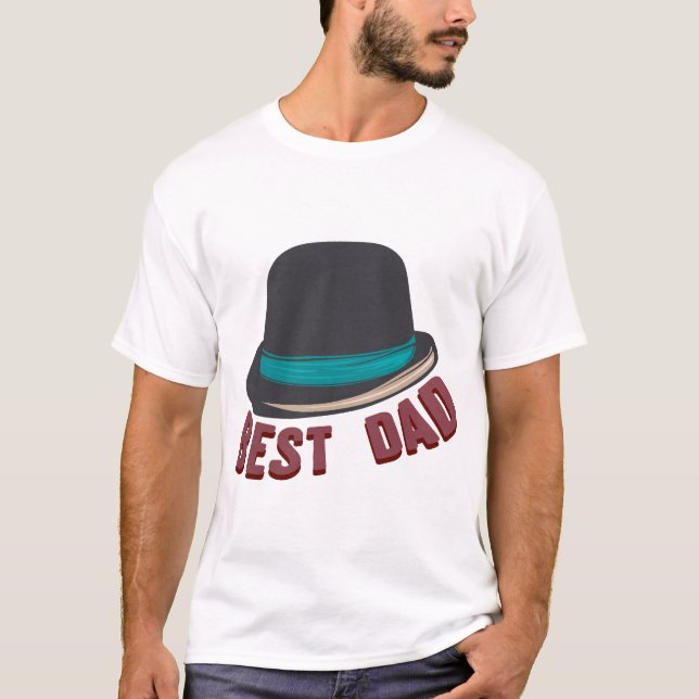 best dad chapeau melon famille papa humour 9 t shirt (Framsida)