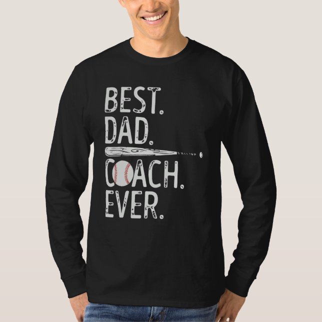 Best Dad Coach Ever Baseball Patriotic For Father  T Shirt (Framsida)