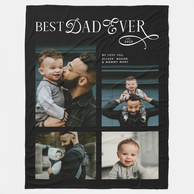  Best Dad Ever 4 Photos Modern Fathers Day Gifts Fleecefilt (Framsidan)