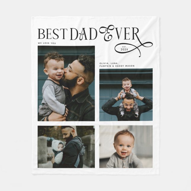  Best Dad Ever 4 Photos Modern Fathers Day Gifts Fleecefilt (Framsidan)