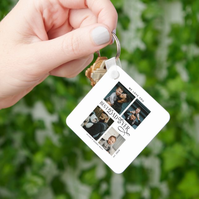  Best Dad Ever 4 Photos Modern Fathers Day Gifts Nyckelring (Hand)