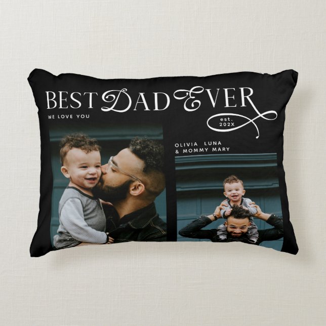  Best Dad Ever 4 Photos Modern Fathers Day Gifts Prydnadskudde (Framsidan)