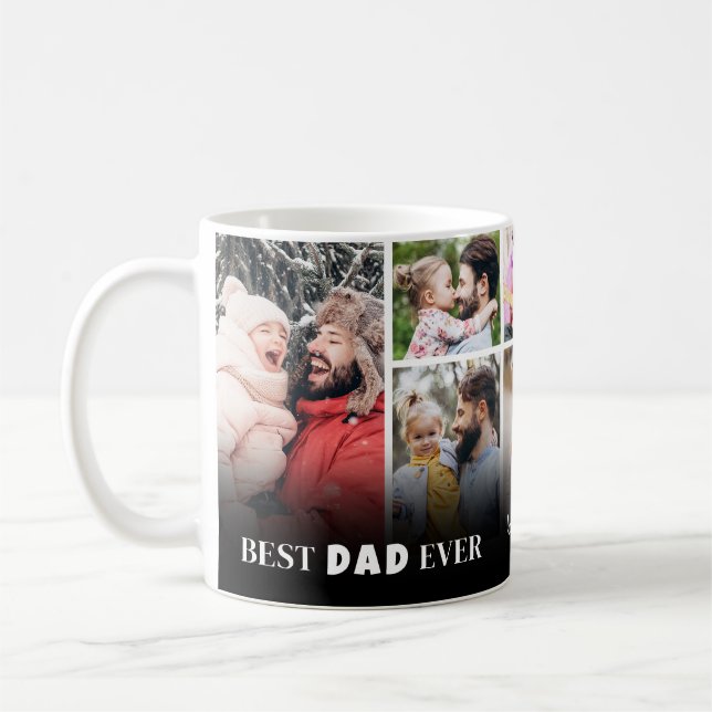 Best Dad Ever 8 Photo Collage Fathers Day Kaffemugg (Vänster)