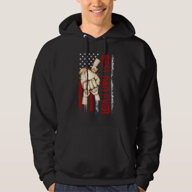Best Dad Ever America Flag Dad Have 3 Child Father Hoodie (Framsida)
