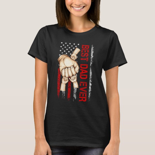 Best Dad Ever America Flag Dad Have 3 Child Father T Shirt (Framsida)