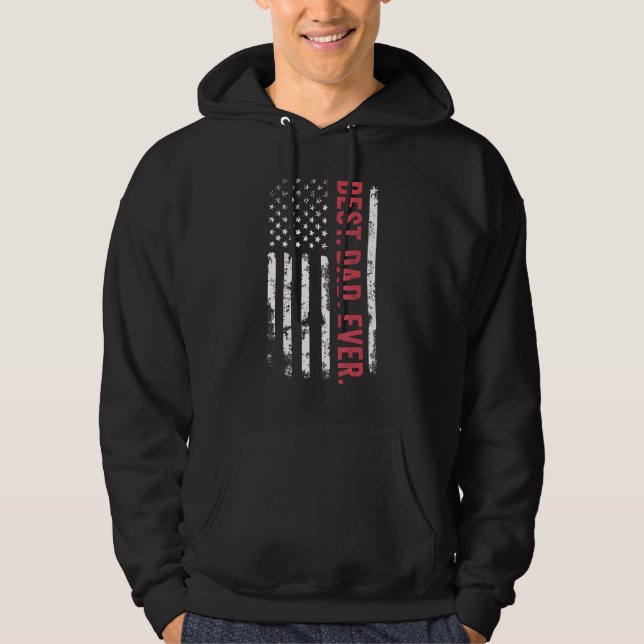 Best Dad Ever American Flag Edition Hoodie (Framsida)