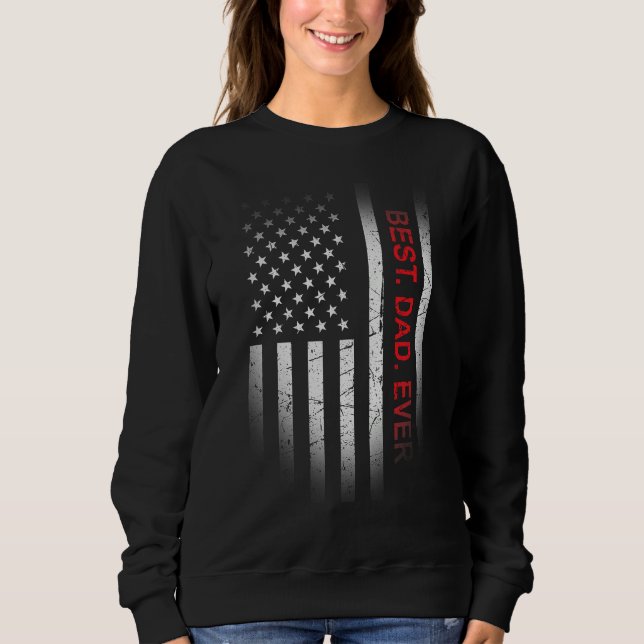 Best Dad Ever American Flag Shield Father s Day ce T Shirt (Framsida)