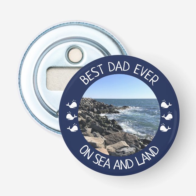 Best Dad Ever Blue Ocean Photo Flasköppnare (Framsidan)