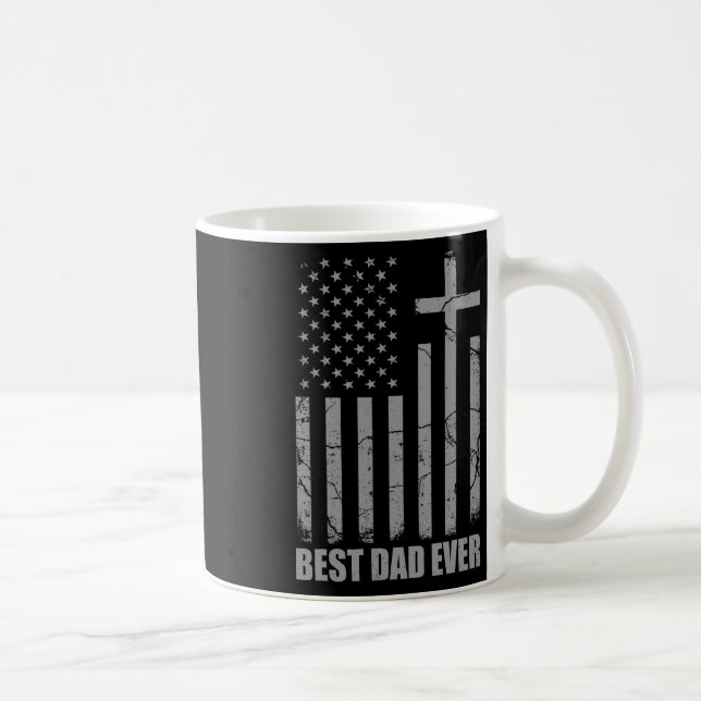 Best Dad Ever Christian Patriotic Dad Usa Flag Fat Kaffemugg (Höger)