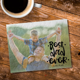 Best Dad Ever Custom Photo From Son Black Script Pussel