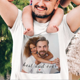 Best Dad Ever Cute Red Heart Custom Photo & Text T Shirt