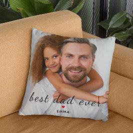 Best Dad Ever Cute Red Heart Customs Photo & Text Kudde