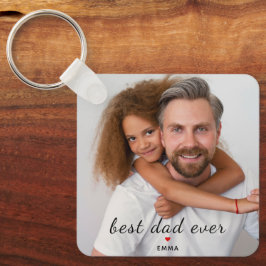 Best Dad Ever Cute Red Heart Two Photo Images  Nyckelring