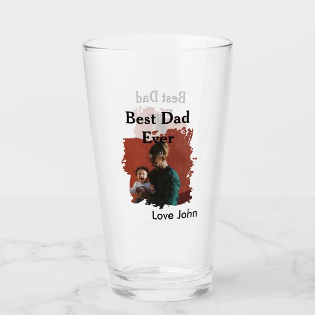 Best dad ever father's dad gift photo name simple  glaskopp (Framsida)