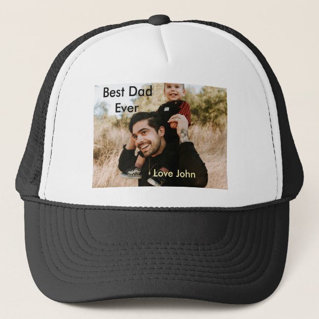 Best dad ever father's dad gift photo name simple  keps (Framsida)