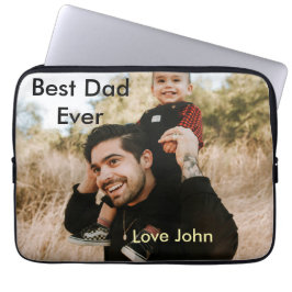 Best dad ever father's dad gift photo name simple laptop fodral