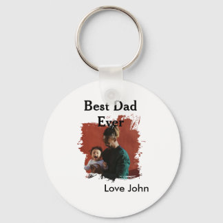 Best dad ever father's dad gift photo name simple nyckelring