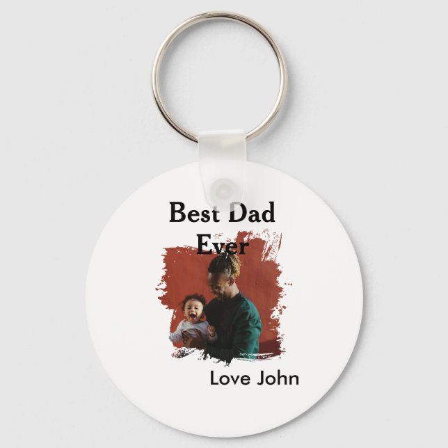 Best dad ever father's dad gift photo name simple  nyckelring (Framsida)