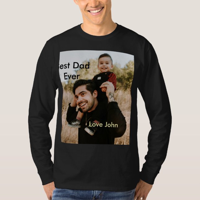 Best dad ever father's dad gift photo name simple  t shirt (Framsida)