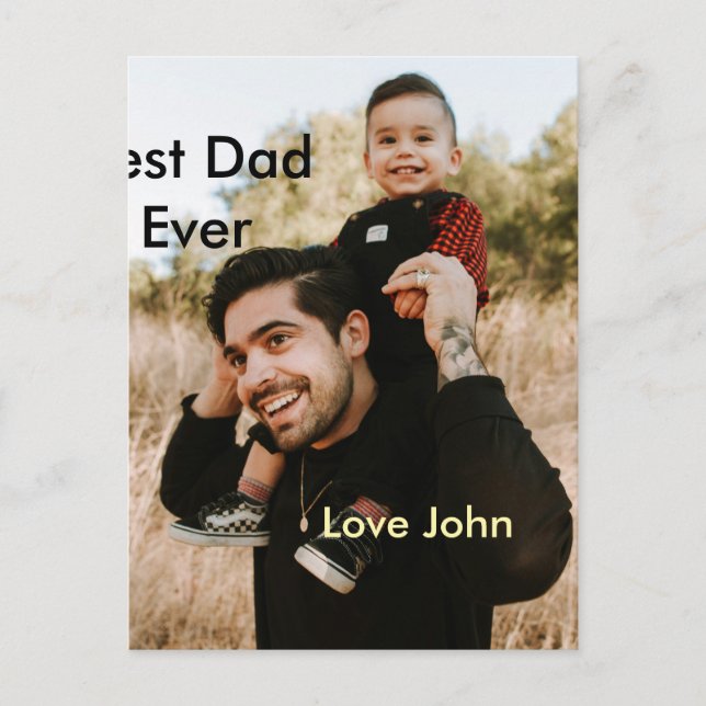 Best dad ever father's dad gift photo name simple  vykort (Framsida)