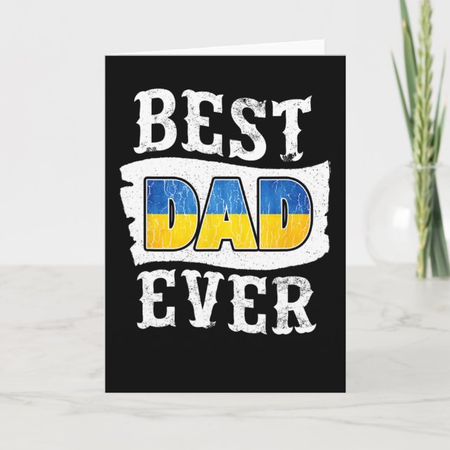 Best Dad Ever Father's Day Ukrainian Flag Ukraine  Kort (Framsida)