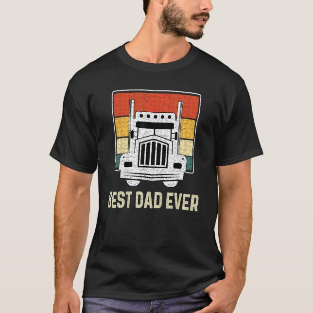 Best Dad Ever Flag truck dad trucker dad best truc T Shirt (Framsida)