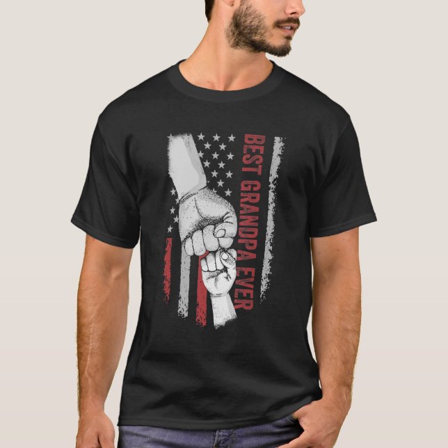 Best Dad Ever Grandpa American Flag  For Dad T Shirt (Framsida)