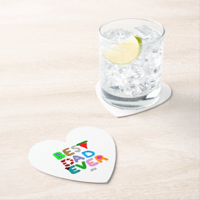 Best Dad Ever Heart Paper Coaster Underlägg Papper (Insitu)