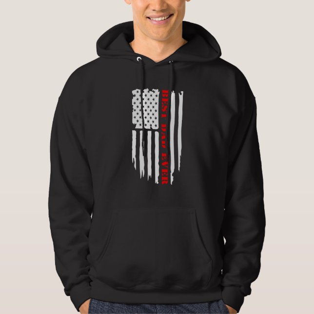 Best Dad Ever on American Flag Hoodie (Framsida)